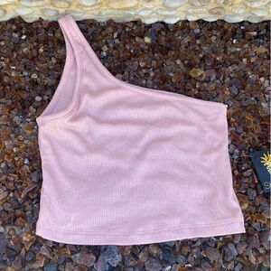 SKATIE CARRIE CROP One Shoulder Top in Blush Pink. Size Large. New! NWT.